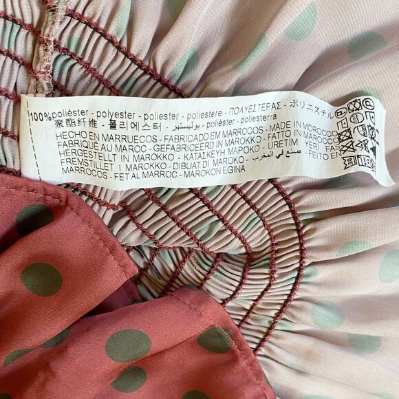 Zara Satin Glam Smocked Polka Dot Puff Sleeve Blouse -‎ S EUC - Picture 16 of 16